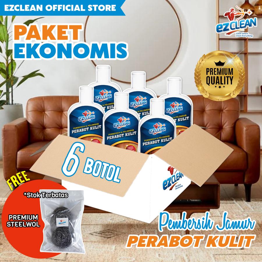 EZCLEAN Paket Ekonomis 6 Botol Pembersih Kulit Sofa Leather Cleaner & Conditioner Non-HCl Ramah Lingkungan Aman Terkena Kulit