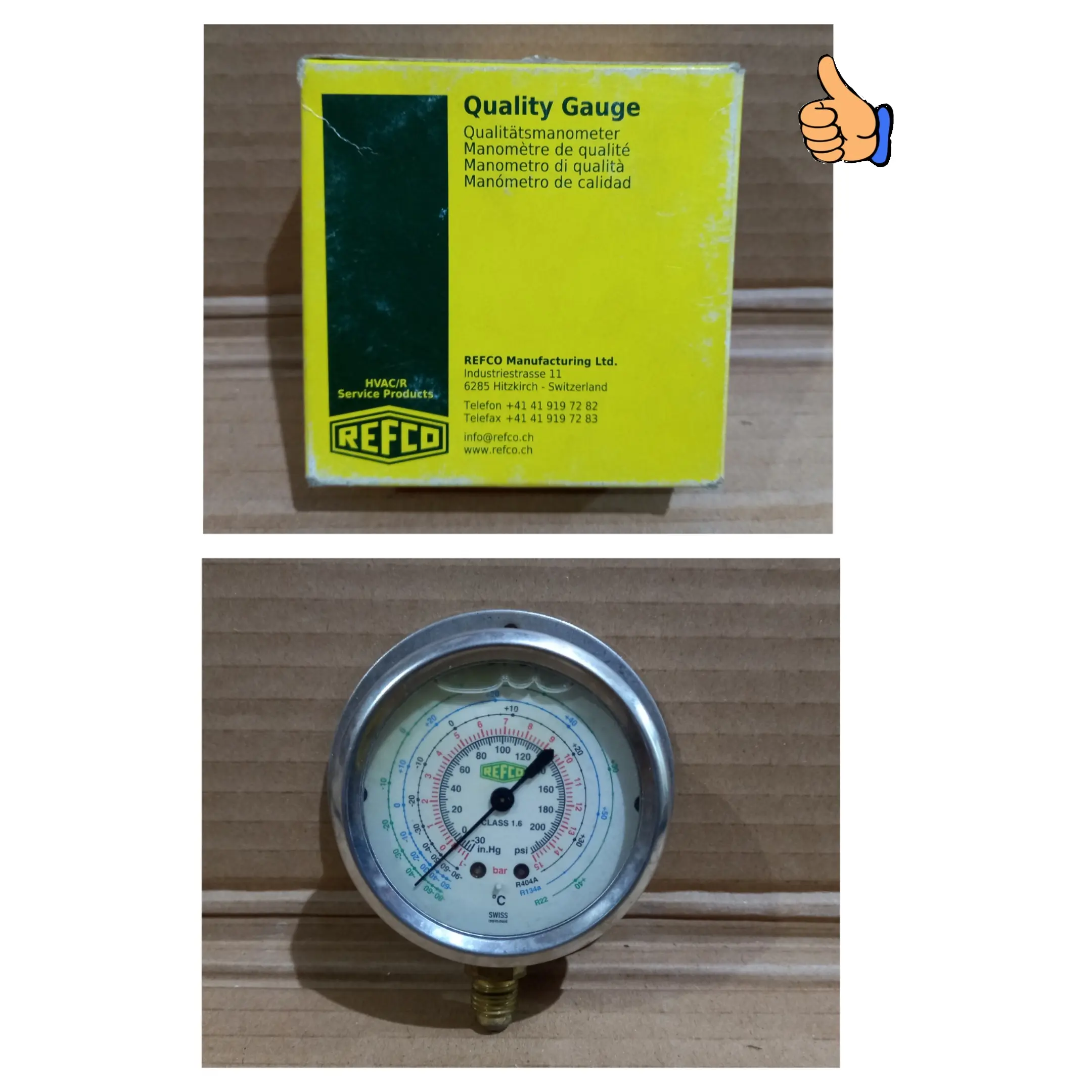 REFCO COMPOUND GAUGE (OIL) BOTTOM ++MR-206-15-DS-R22 LOW SIDE	