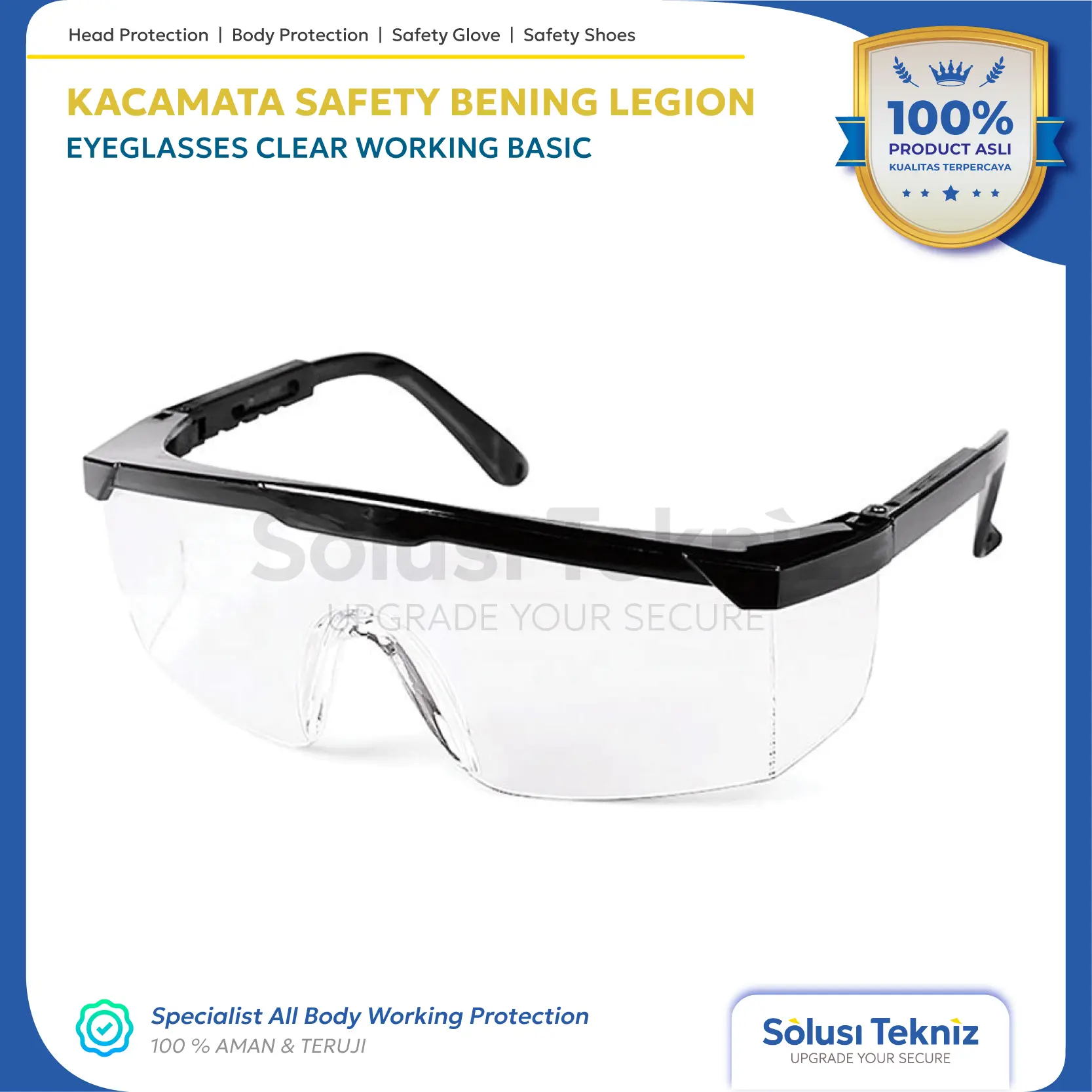 Kacamata Safety Bening Eco Clear Pelindung Anti Gores LEGION
