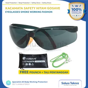 Kacamata Safety Gelap Fashion Hitam Pelindung Anti Gores Gosave