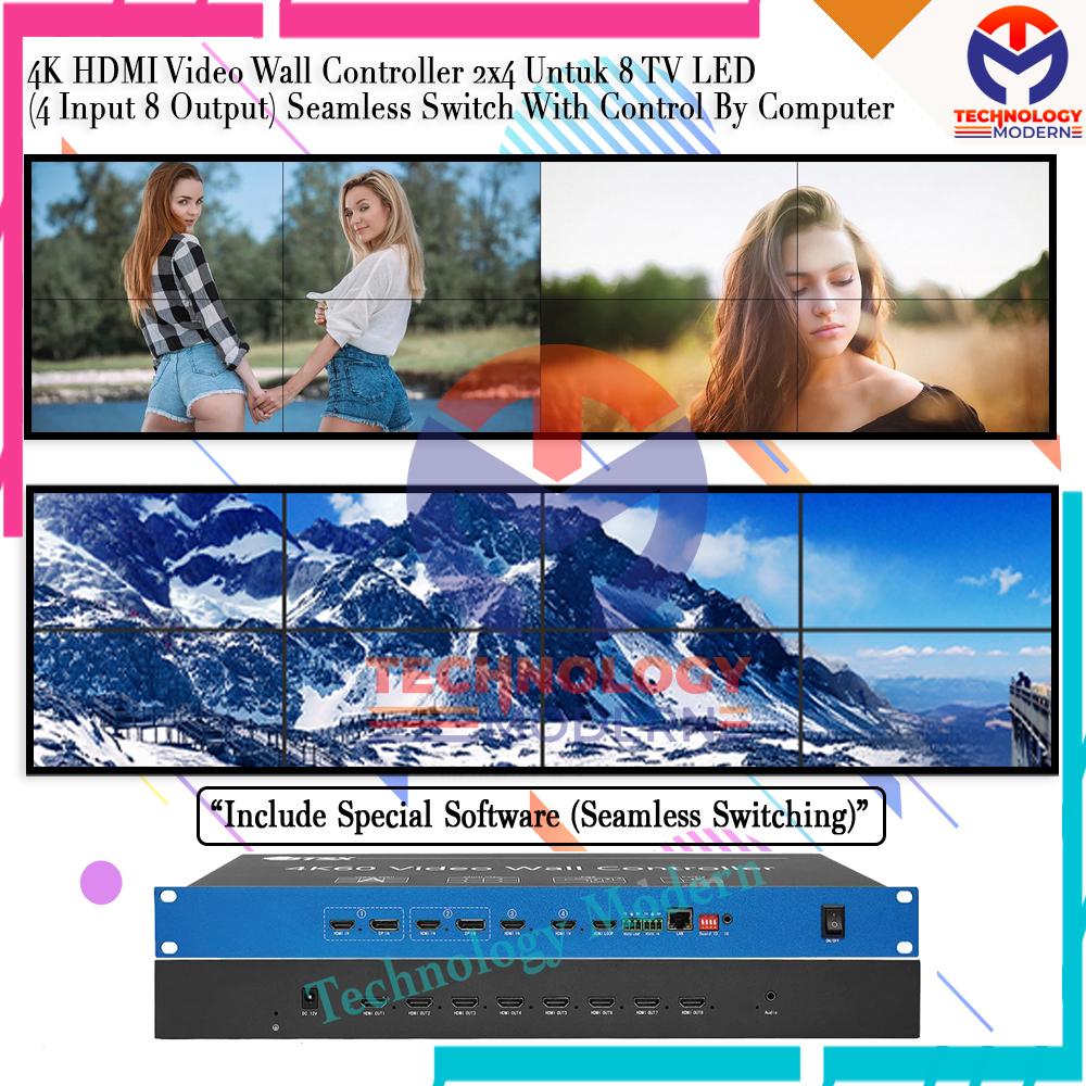 4K HDMI Video Wall Processor 2x4 (4 Input 8 output) + Software App Support PIP Screen