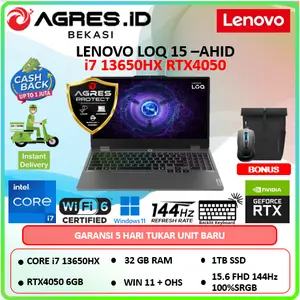 Lenovo LOQ 15IRX9 RTX4050 6Gb Core i7 13650HX Ram 32Gb 1Tbssd Win11+Ohs 15.6Fhd Ips 144Hz 100sRGB Grey