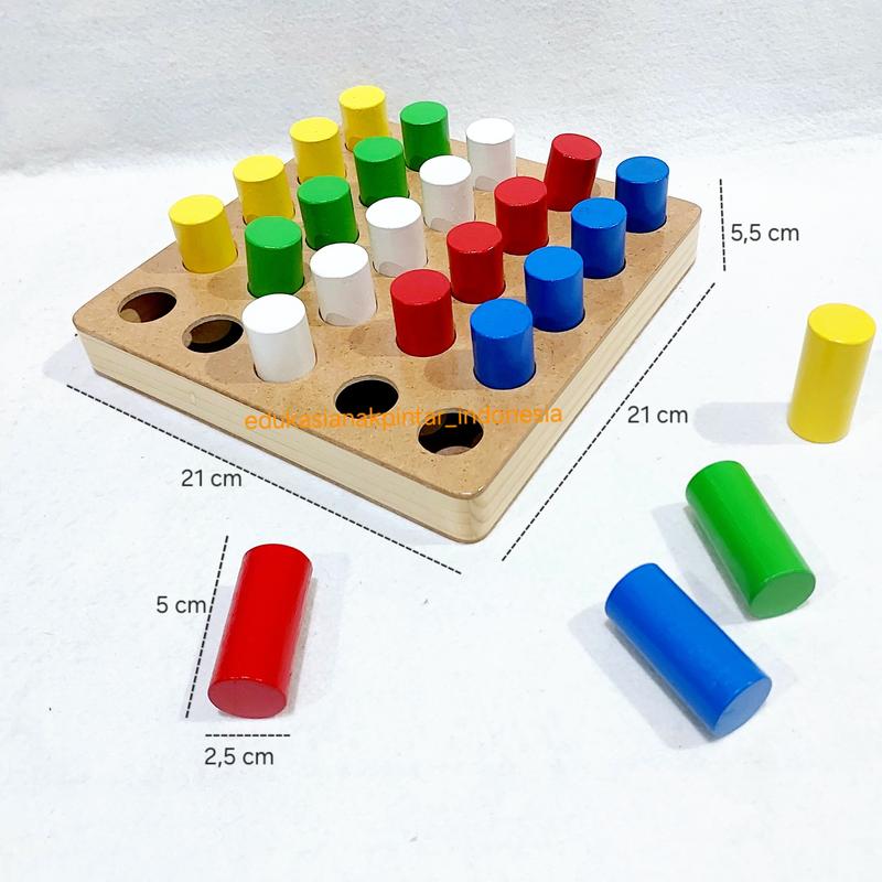 Mainan edukasi anak Pasak slinder kayu / Maching color / susun balok ...