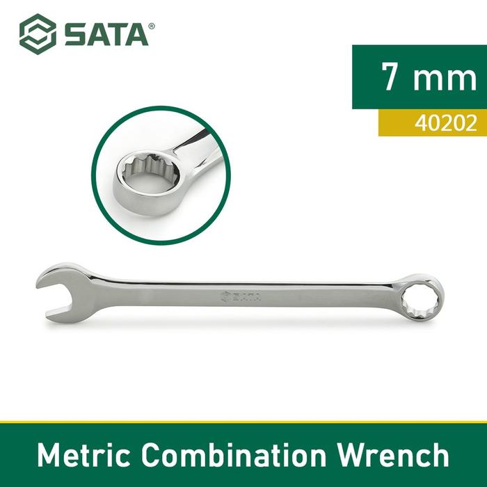 Gambar Kunci Ring Pas Kombinasi 7 mm Combination Wrench 7 mm 40202 SATA dari Jaxson Hardware Shop Kota Batam Tokopedia