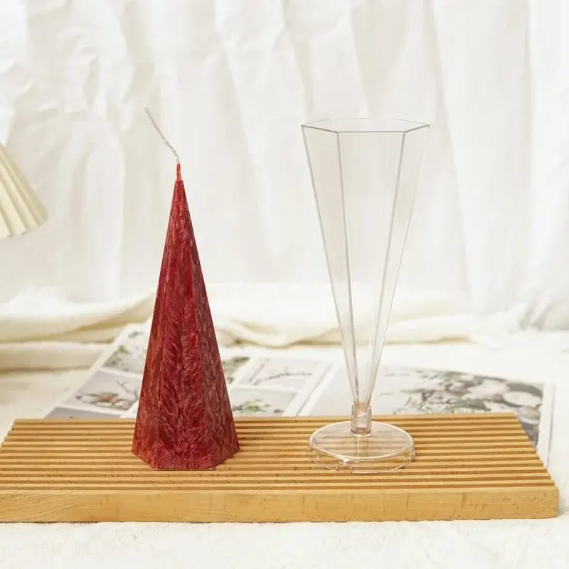 Cetakan Lilin Acrylic Cone Hexagon Column Candle Mold