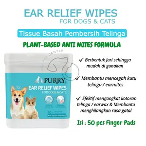 Pembersih Telinga Anjing Kucing PURRY Ear Relief Wipes isi 50 pads