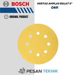 Mata Amplas Bulat Bosch 5" Grit Kertas C411 Velcro