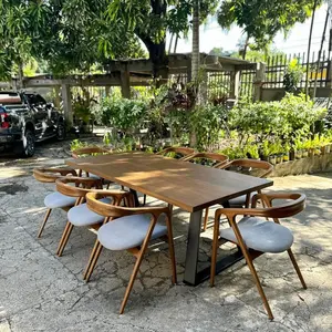 meja outdoor 200×80cm-meja makan-meja kayu jati kaki besi hollo