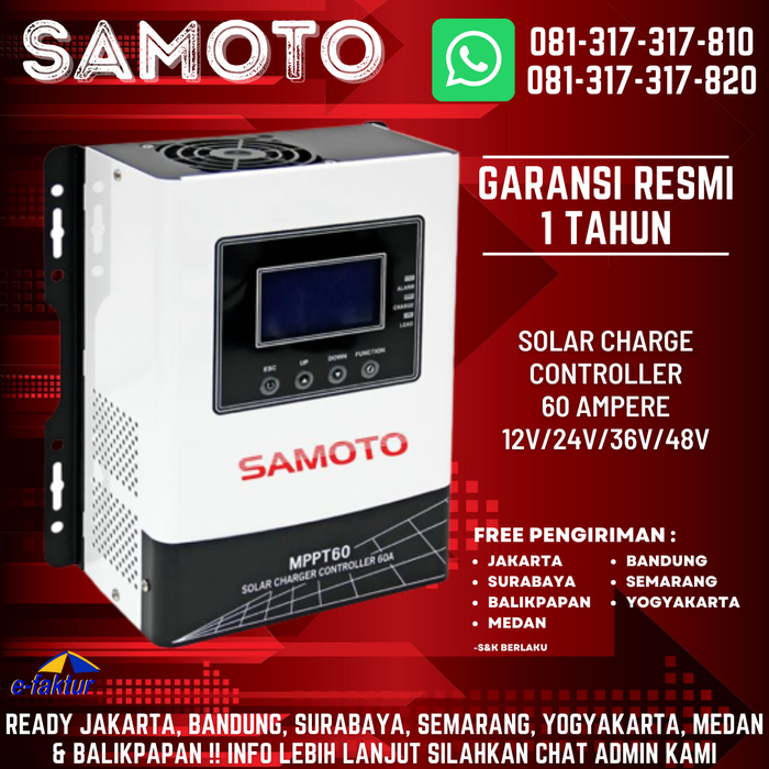 Gambar SOLAR CHARGE CONTROLLER MPPT 60A - CHARGER 12V 24V 48V SAMOTO MPPT60 dari JNETWORKING Kota Yogyakarta Tokopedia
