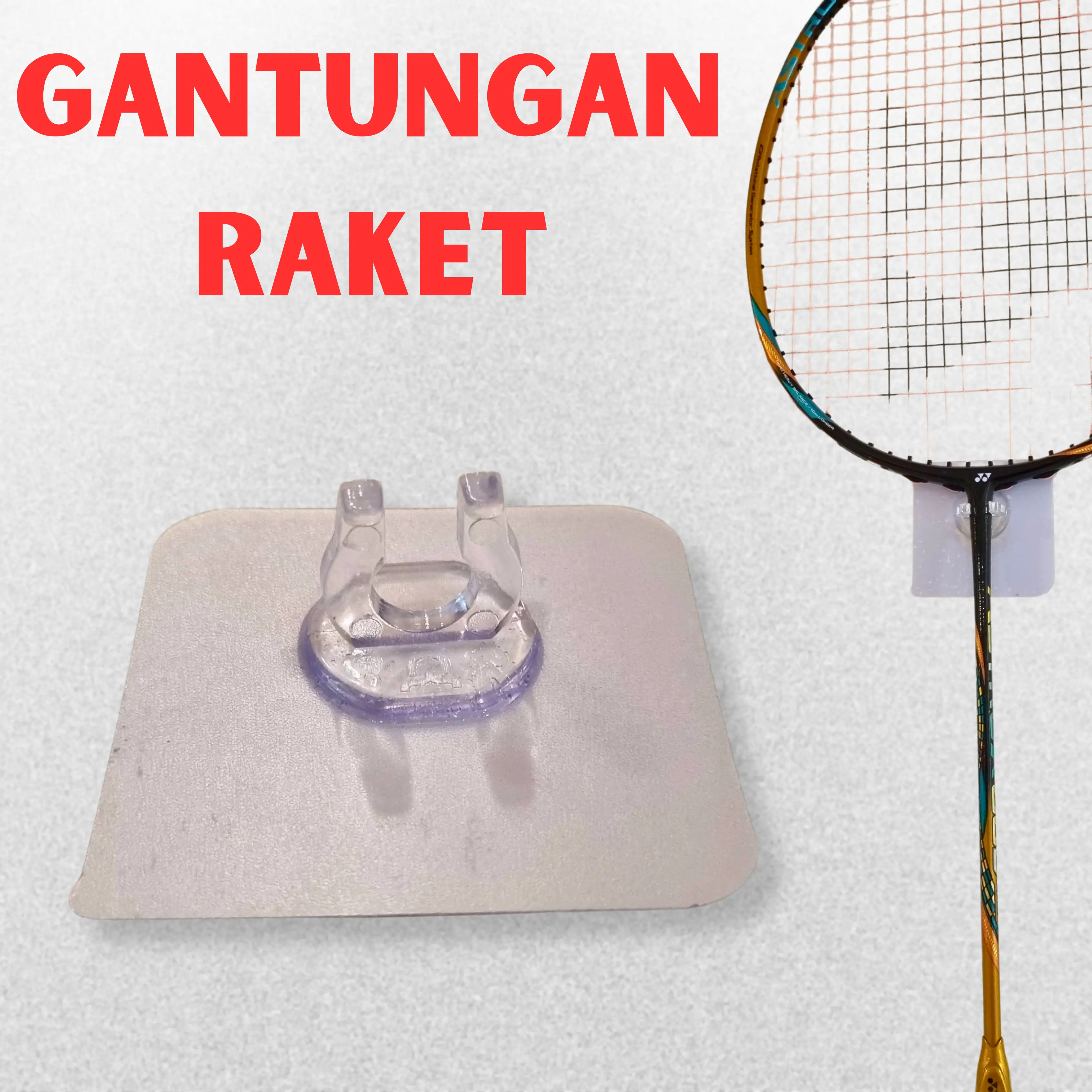 Gantungan Raket Badminton Bulu Tangkis Pajangan Holder Braket Gantung