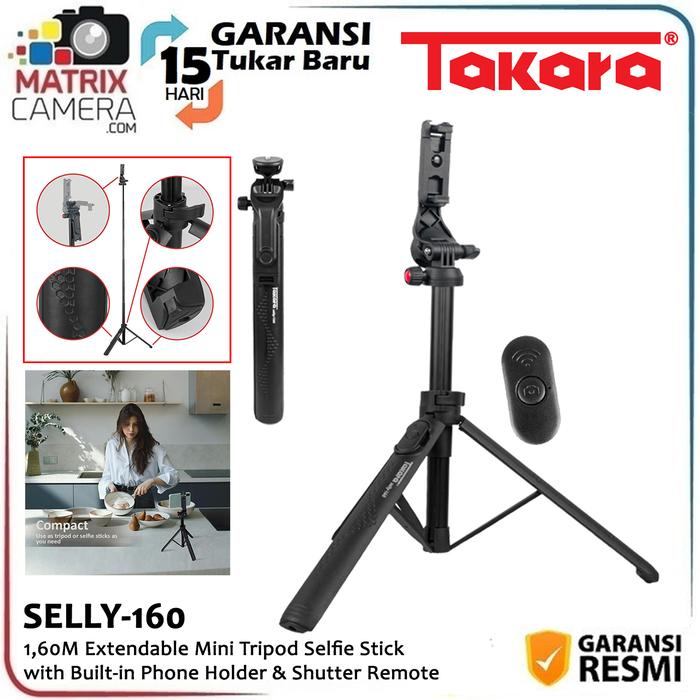 Gambar Takara Selly-160 Mini Tripod Selfie Stick with Shutter Remote dari Matrix Camera Kota Administrasi Jakarta Barat Tokopedia