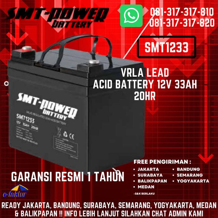 Jual BATTERY UPS / AKI KERING / BATERAI VRLA SMT 12V 33AH TYPE ...