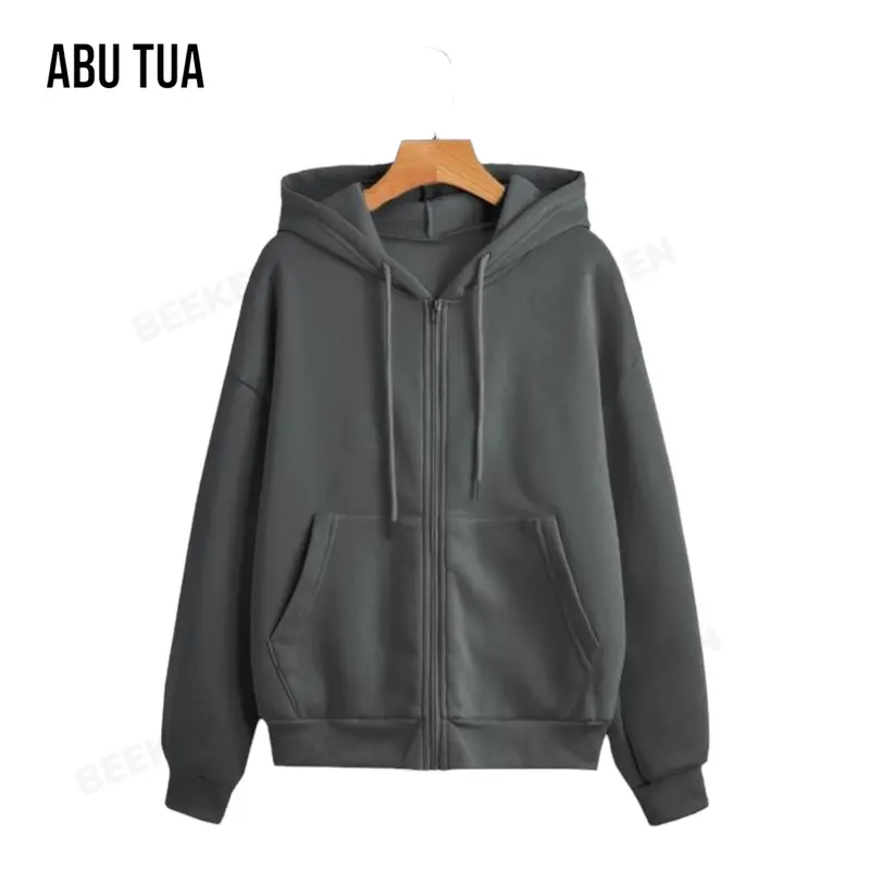 JAKET HOODIE ZIPPER POLOS ABU TUA PRIA WANITA 0