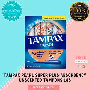 TAMPAX Pearl Super Plus Absorbency Unscented Tampons 18s