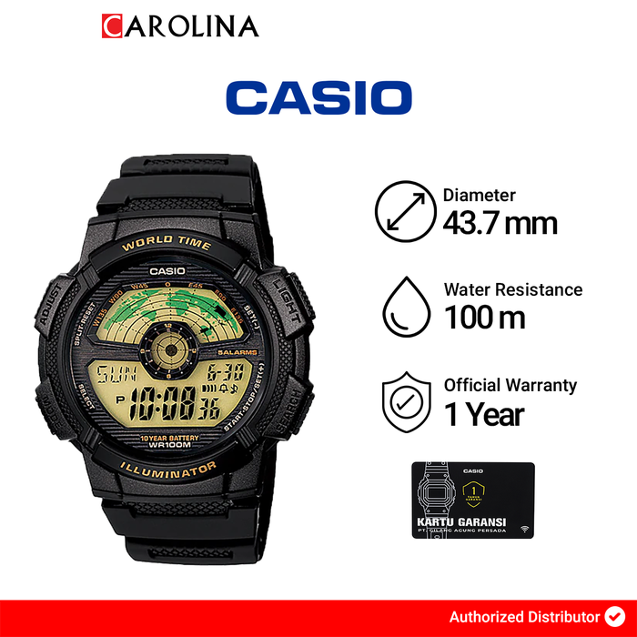 Gambar Jam Tangan Pria Casio General AE-1100W-1B Water Resistant 100M Black Resin Band dari Carolina Watch Official Shop Kota Administrasi Jakarta Barat Tokopedia