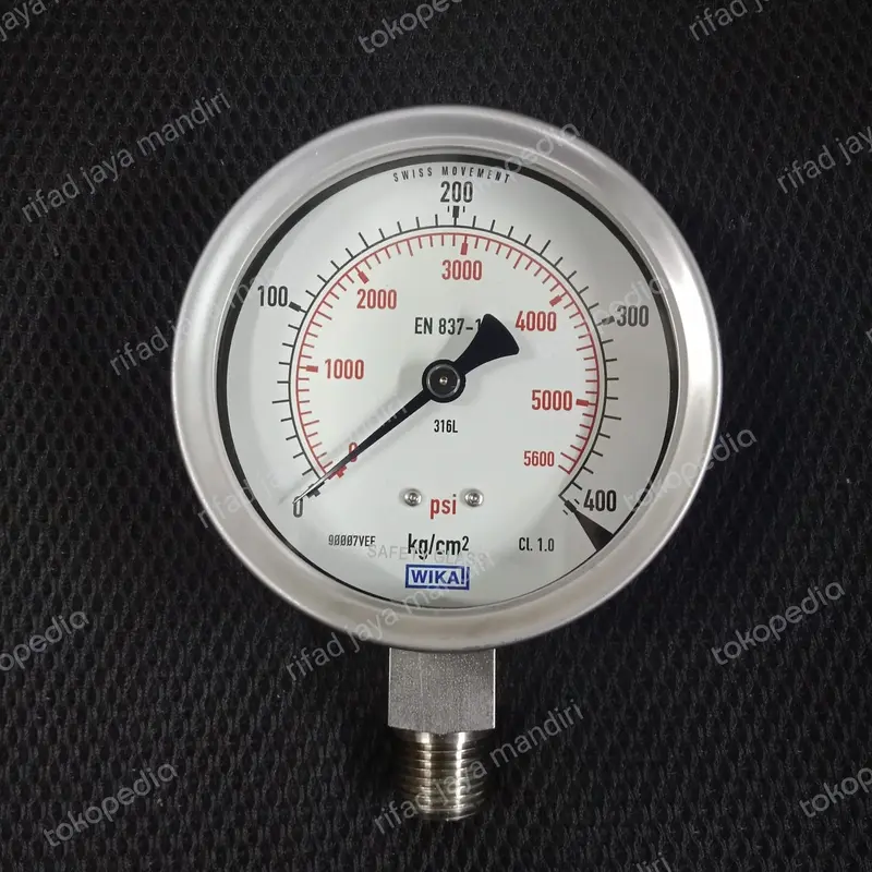 pressure gauge Wika 400 kg/cm2 6000 psi uk 4 inch full stainless 0