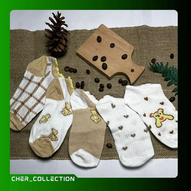 10 Pasang Kaos Kaki Wanita Kaos Kaki Pendek Free Pouch 2