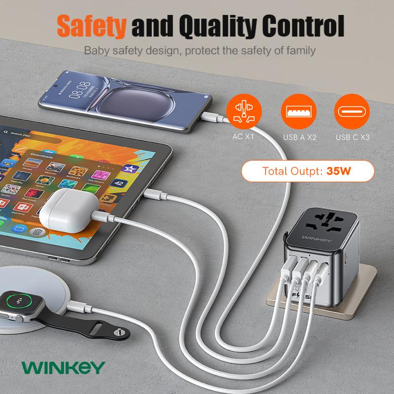 WINKEY Universal Travel Adaptor 35W PPS 5 Port USB & USB C PD -UTA02 5