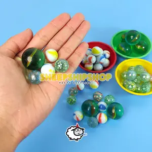 ( 1kg ) Kelereng Bening Putih diameter 16mm dan 25mm gundul kaleci