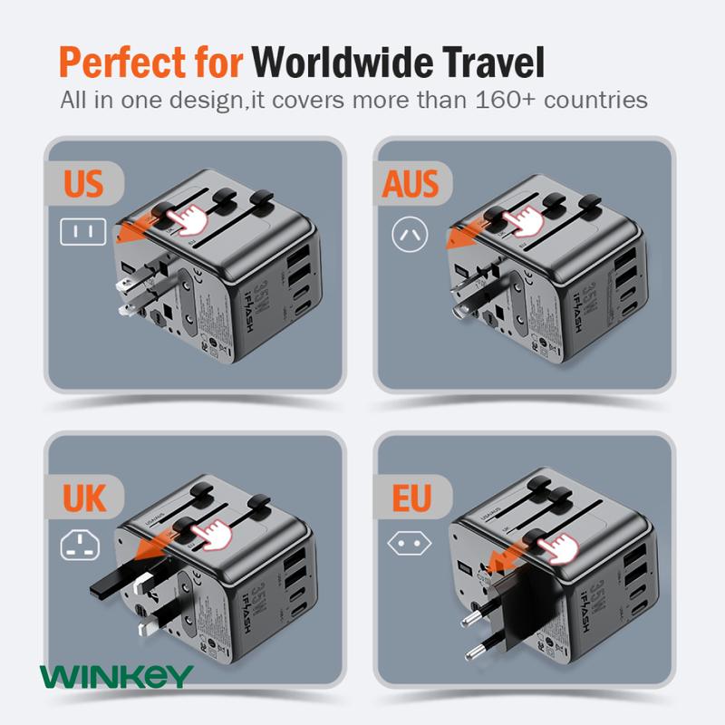 WINKEY Universal Travel Adaptor 35W PPS 5 Port USB & USB C PD -UTA02 3