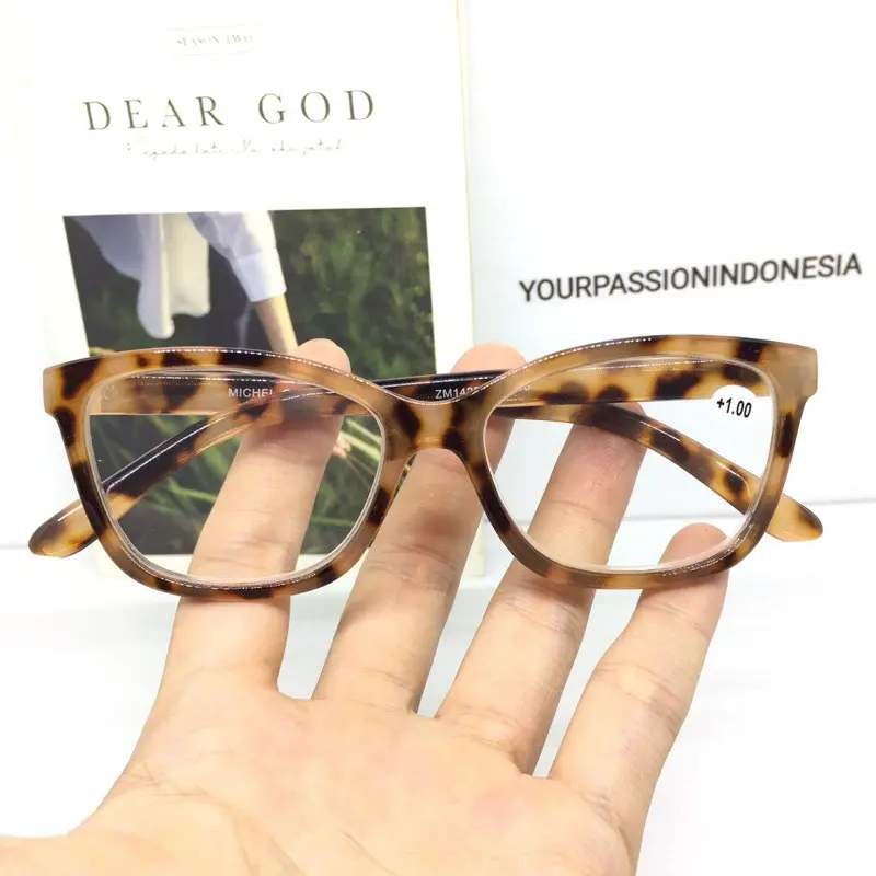 ZM142 Kacamata Baca Cat Eye +1.00 sd +3.00 Kacamata Baca Leopard