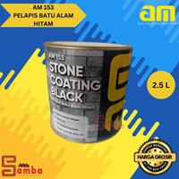 Gambar AM 153 BLACK GLOSSY stone coating  CAT PELAPIS BATU ALAM warna hitam mengkilap 2,5  Liter dari SAMBA Kota Tangerang Selatan 1 Tokopedia