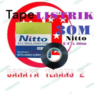 Isolasi kabel Nitto / Solasi Kabel PVC 3/4" x 30m Isolasi Listrik Hitam