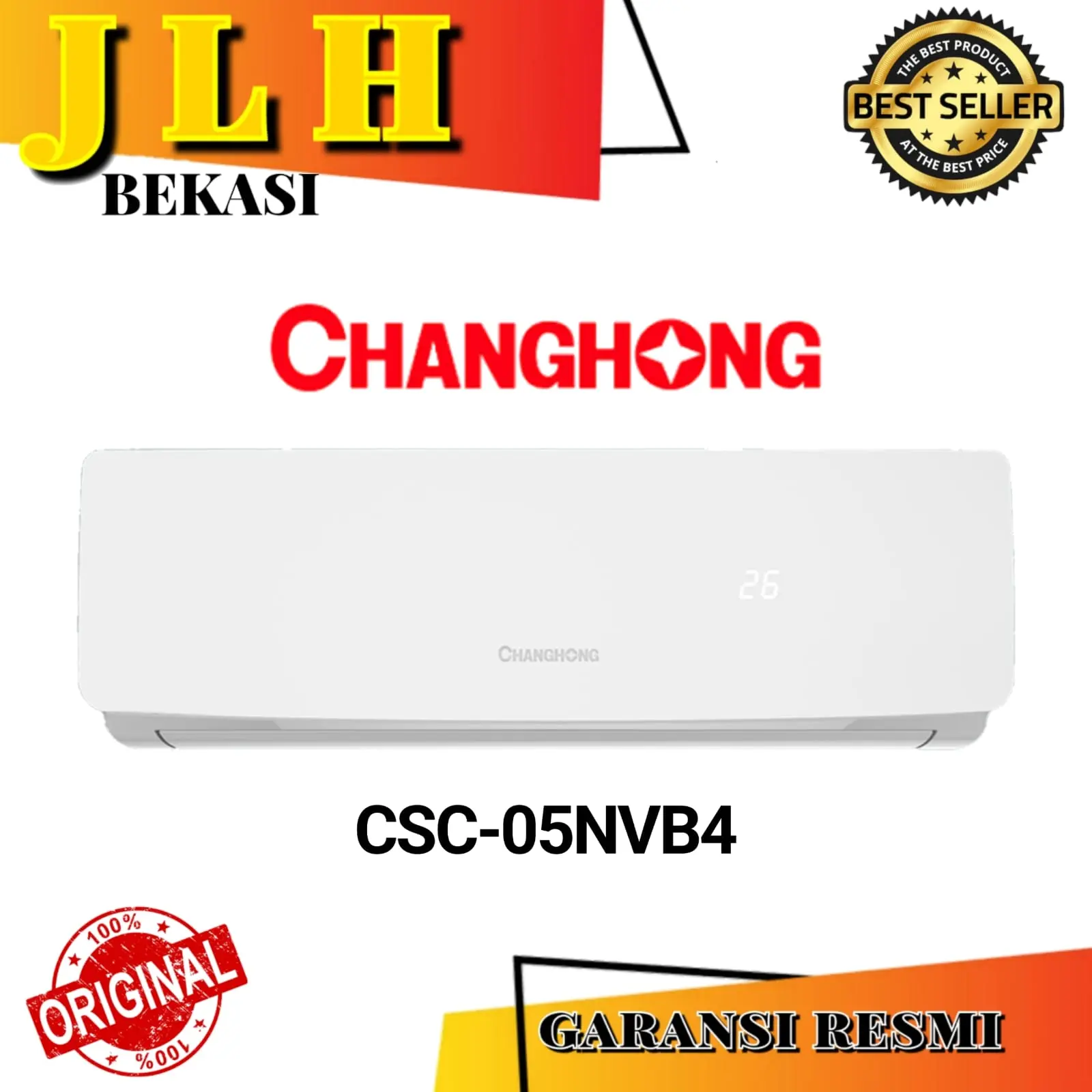 AC CHANGHONG NEW STANDAR GOLDFIN 1/2PK CSC -05NVB4 +PASANG INSTALASI