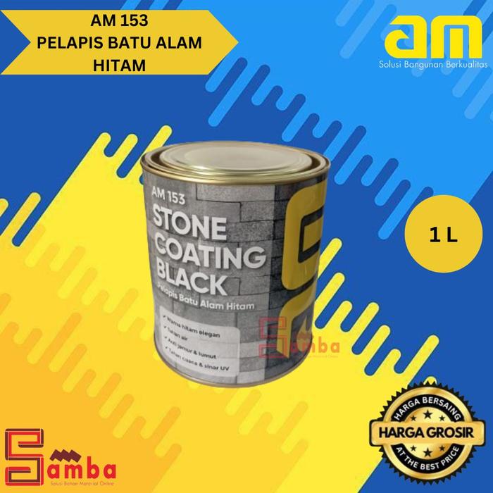 Gambar AM 153 BLACK GLOSSY stone coating  CAT PELAPIS BATU ALAM warna hitam mengkilap 1 Liter dari SAMBA Kota Tangerang Selatan Tokopedia