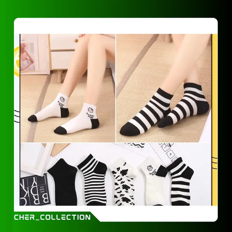 10 Pasang Kaos Kaki Wanita Kaos Kaki Pendek Free Pouch 3