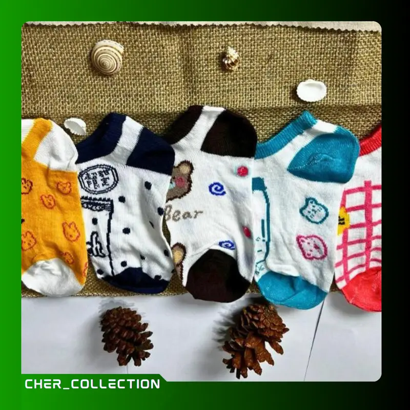 10 Pasang Kaos Kaki Wanita Kaos Kaki Pendek Free Pouch 4