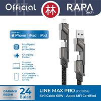 Gambar RAPAtech DC5054 - LINE MAX PRO 4-in-1 Cable 60W - Apple MFi Certified - DC5054 MFi Only dari RAPAtech Jakarta Kota Administrasi Jakarta Barat 1 Tokopedia