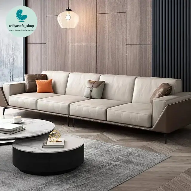 Sofa 4 Seater Modern Bahan Kulit Sintesis Kualitas Premium Realpict
