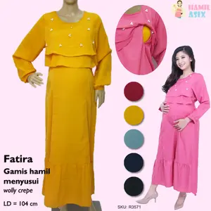 Fatira Gamis hamil menyusui wolly crepe mutiara