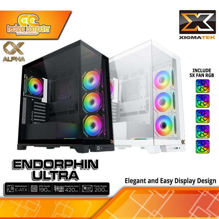 Gambar CASING XIGMATEK ENDORPHIN ULTRA - Mid Tower ATX Case Tempered Glass (Free 5x RGB Fan) dari Techno Computer Bali Kota Denpasar Tokopedia