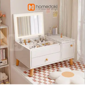 Homedoki Meja Rias LED Minimalis / Meja Rias LED / Meja Lantai / Meja Kamar LED
