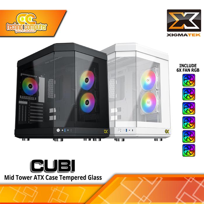 Gambar CASING XIGMATEK CUBI - Mid Tower E-ATX Case Tempered Glass (Free 6x RGB Fan) dari Techno Computer Bali Kota Denpasar Tokopedia