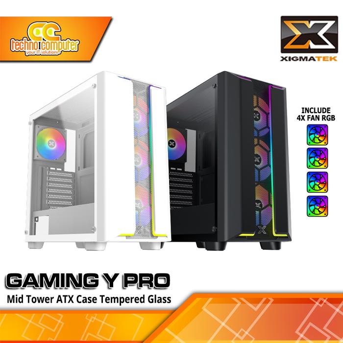 Gambar CASING XIGMATEK GAMING Y PRO - Mid Tower ATX Case Tempered Glass (Free 4x RGB Fan) dari Techno Computer Bali Kota Denpasar Tokopedia