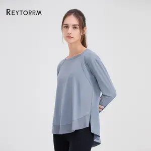 Reytorrm Baju Olahraga Wanita Lengan Panjang T-Shirt polo kemeja Sport