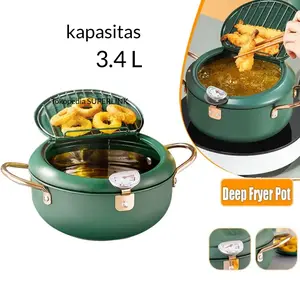 Panci Goreng Japanese Deep Fryer Pot With Thermometer Stainless Steel Panci Rebus