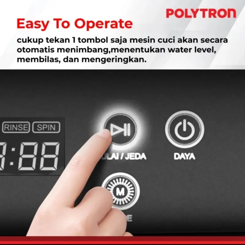Mesin Cuci Polytron 9.5kg PAW-9527 | Top load kg PAW9527 9.5 kg 2