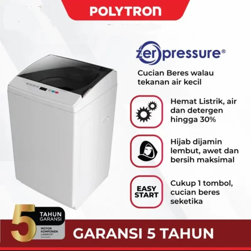 Mesin Cuci Polytron 9.5kg PAW-9527 | Top load kg PAW9527 9.5 kg 0