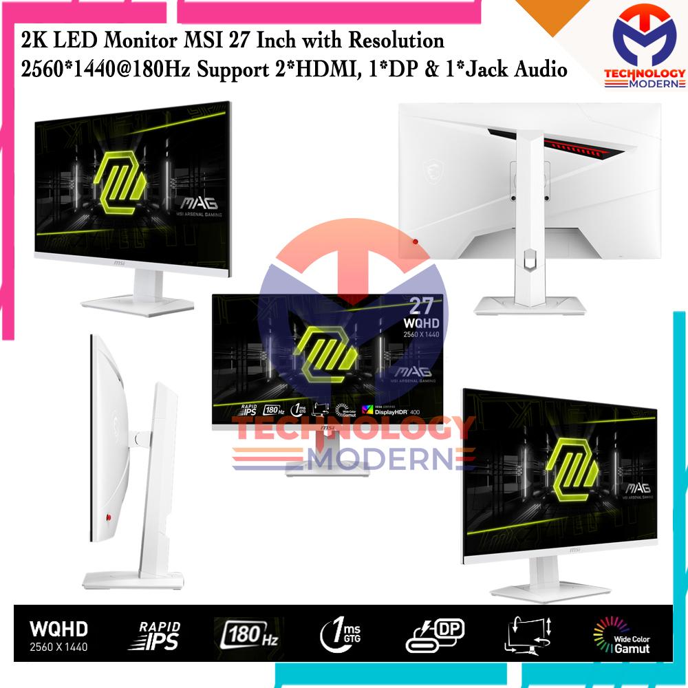 2K Monitor LED MSI 27 Inch with Resolution 2560*1440@180Hz Support 2*HDMI, 1*DP & 1*Jack Audio