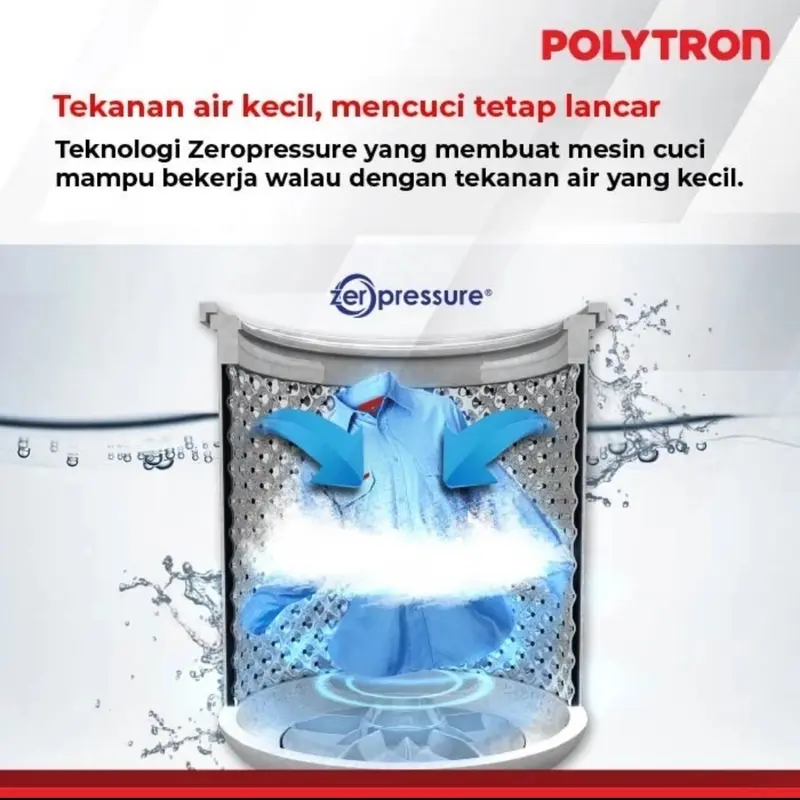 Mesin Cuci Polytron 9.5kg PAW-9527 | Top load kg PAW9527 9.5 kg 3
