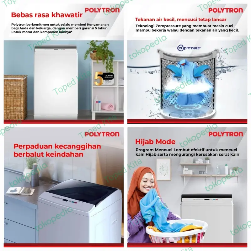 Mesin Cuci Polytron 9.5kg PAW-9527 | Top load kg PAW9527 9.5 kg 4