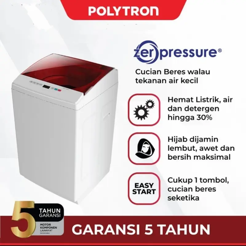Mesin Cuci Polytron 9.5kg PAW-9527 | Top load kg PAW9527 9.5 kg 1