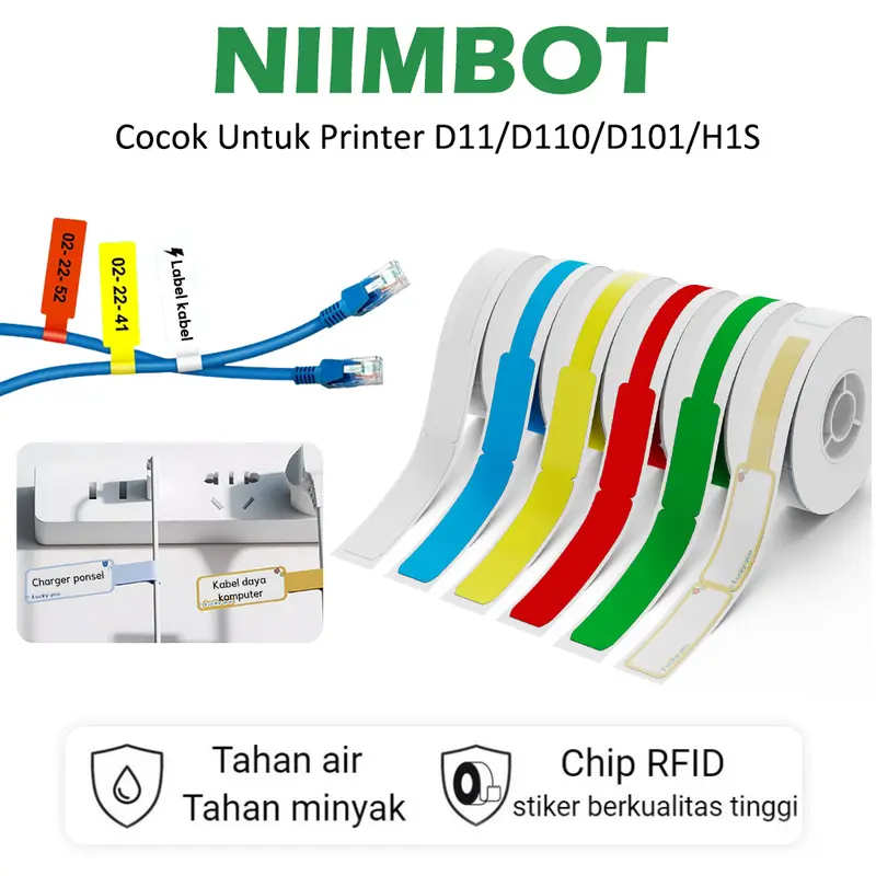Niimbot D11/D110/D101/H1S/D11H/D110M Wire Label Stiker Jaringan Kabel Printer 0