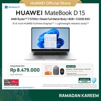 Gambar HUAWEI MateBook D 15 AMD Ryzen 7 5700U 8+512GB SSD Sleek Metal Body - Mystic Silver dari Huawei Indonesia Kota Tangerang 1 Tokopedia