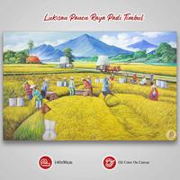 Gambar Lukisan Pemandangan Panen Padi Kanvas Cat Minyak Paket Frame Bingkai dari Lukisan Bandung Kota Bandung 4 Tokopedia