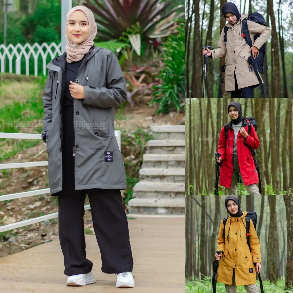 Jaket Jacket Parka Wanita Cewek Perempuan Muslimah Hijaber Panjang Syari Long Hoodie Hodie Kekinian Terbaru Original Parasut Parasit Style Korea Hijaket Hijacket IXR